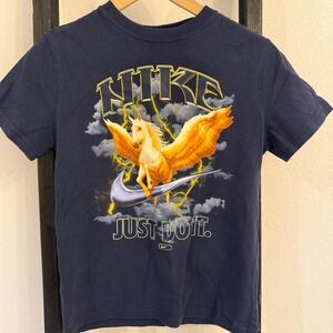 Nike T Shirt Pegasus Graphic Print Just Do It Loose Fit Navy‎ Blue Size M